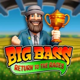Big Bass Return to the Races slot logo by Pragmatic Play at Spinjoys Casino